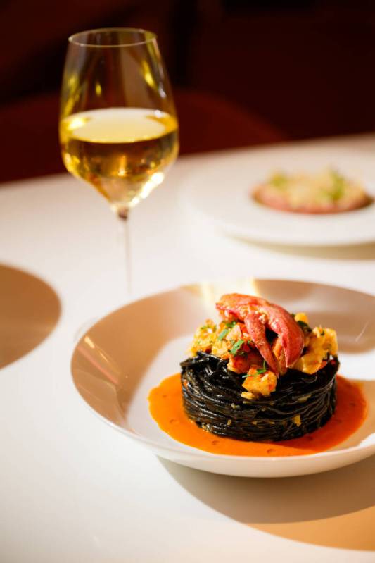 Nero di seppia (cuttlefish ink) spaghetti with Maine lobster from Sofia, a Toronto and Miami ho ...