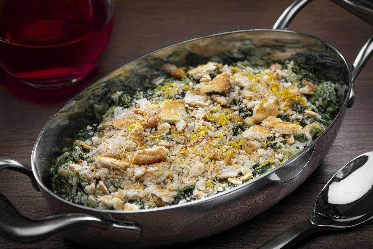 Rockefeller spinach from Butcher & Thief steakhouse, scheduled to open in December 2025 in sout ...