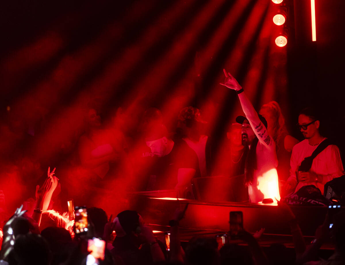 Steve Aoki performs at Marquee Nightclub at The Cosmopolitan on Tuesday, Oct. 14, 2025, in Las ...