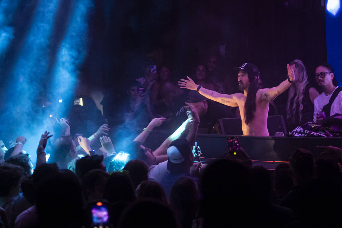 Steve Aoki performs at Marquee Nightclub at The Cosmopolitan on Tuesday, Oct. 14, 2025, in Las ...