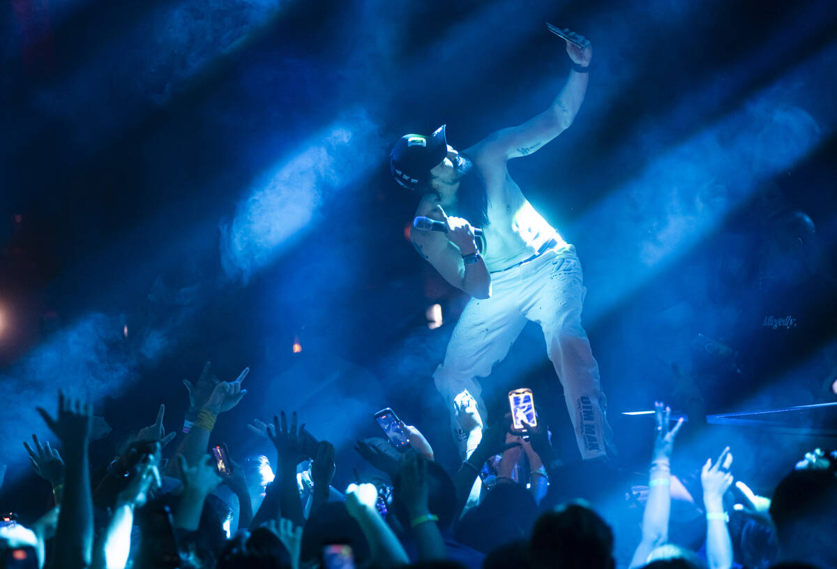 Steve Aoki performs at Marquee Nightclub at The Cosmopolitan on Tuesday, Oct. 14, 2025, in Las ...