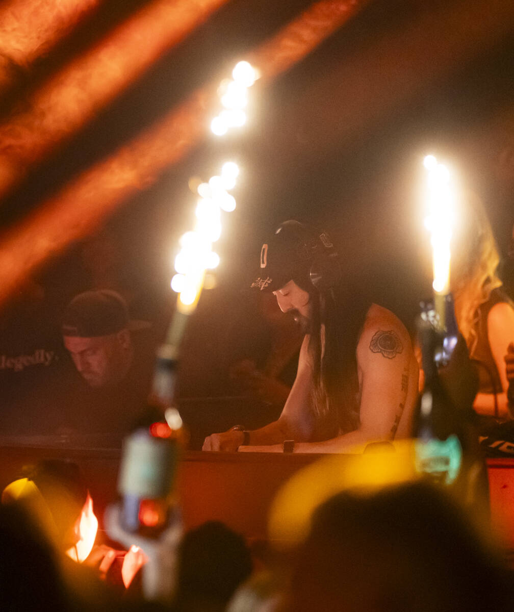 Steve Aoki performs at Marquee Nightclub at The Cosmopolitan on Tuesday, Oct. 14, 2025, in Las ...