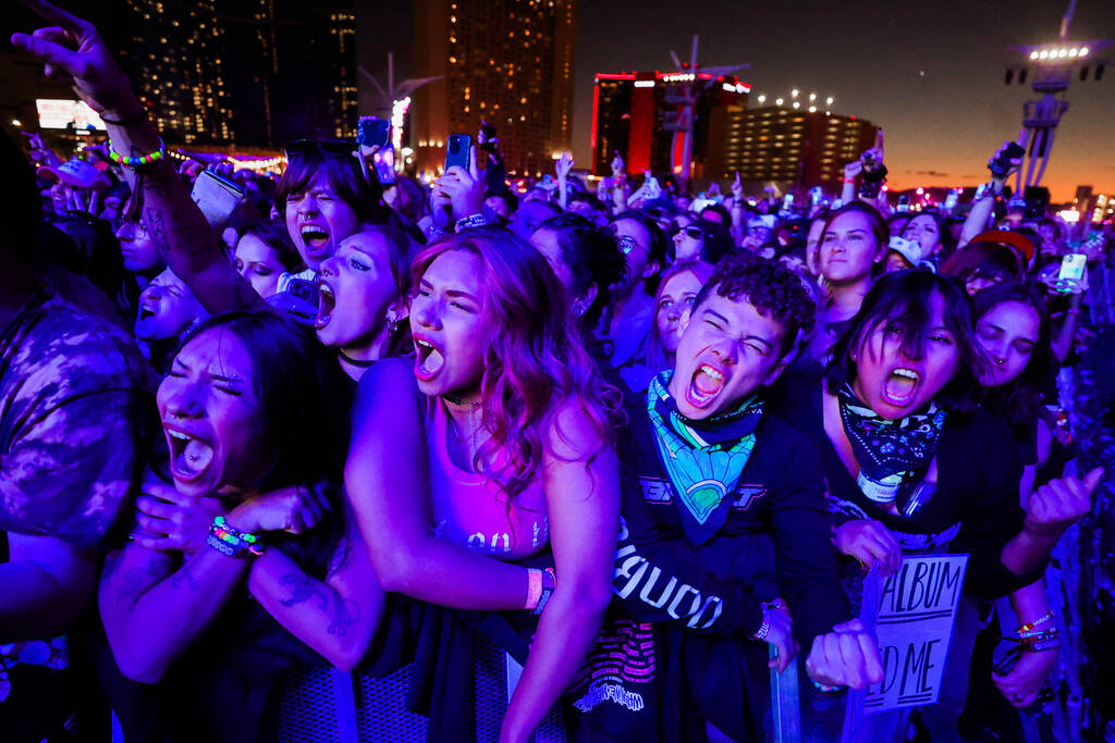 Festival attendees jam out during last year's When We Were Young music festival at the Las ...