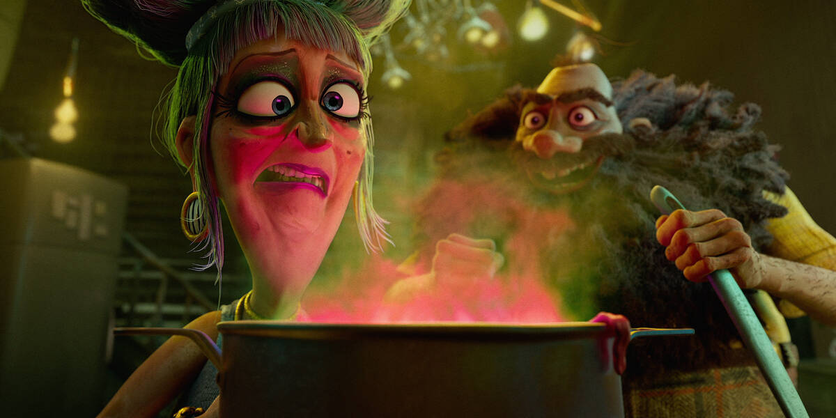 The Twits. (L to R) Margo Martindale as Mrs. Twit, Johnny Vegas as Mr. Twit, in The Twits. Cr. ...