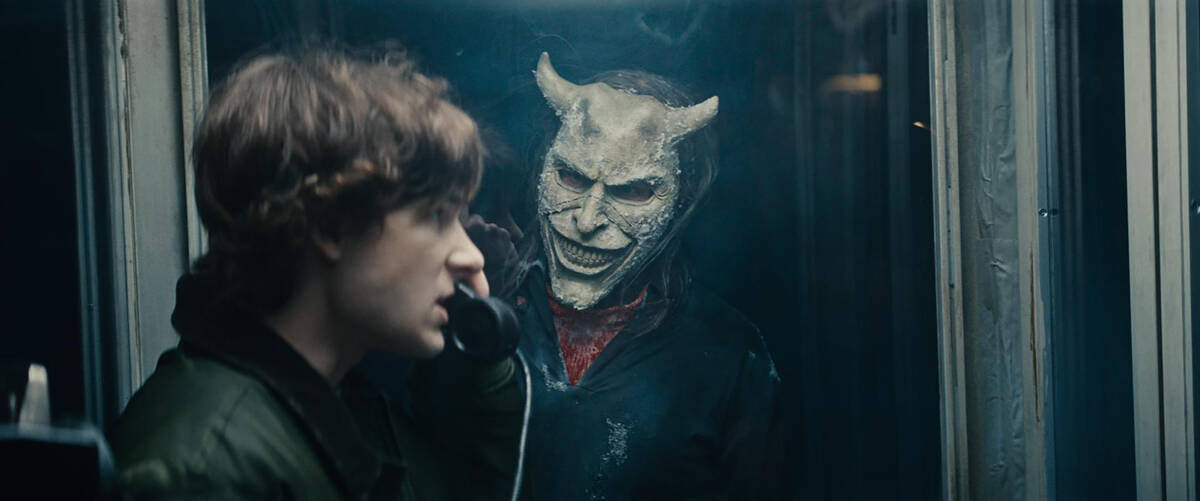 Mason Thames and Ethan Hawke in "Black Phone 2." (Universal Pictures)