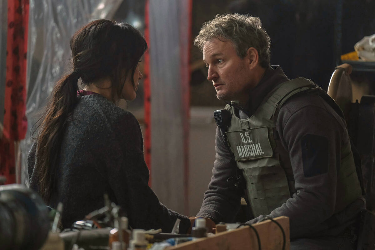 This image released by Apple TV+ shows Simone Kessell, left, and Jason Clarke a scene from &quo ...