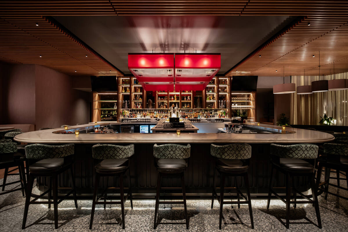 The bar of Boa Steakhouse, which opened Oct. 17, 2025, in The Venetian on the Las Vegas Strip. ...