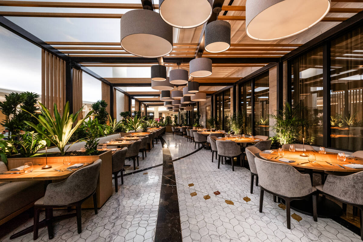 The terrace of Boa Steakhouse, which opened Oct. 17, 2025, in The Venetian on the Las Vegas Str ...