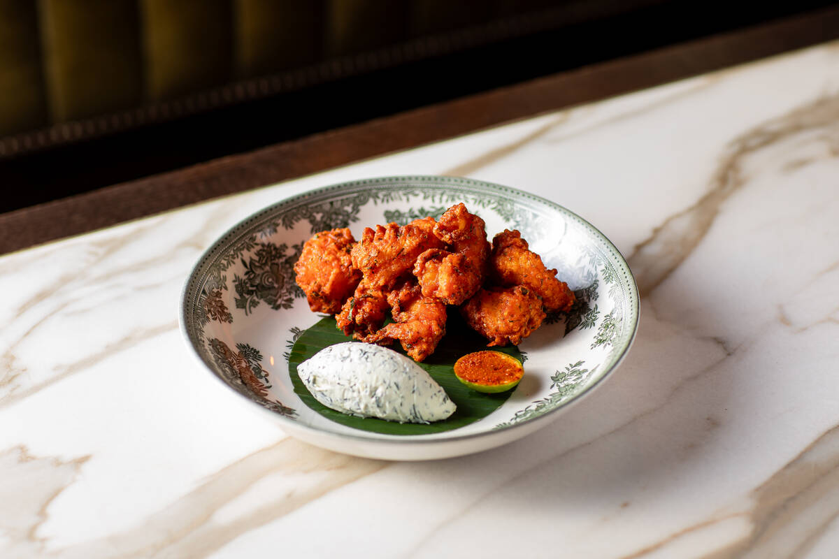 Amritsari shrimp and scallops from Gymkhana, planned to open in early December 2025 in the form ...