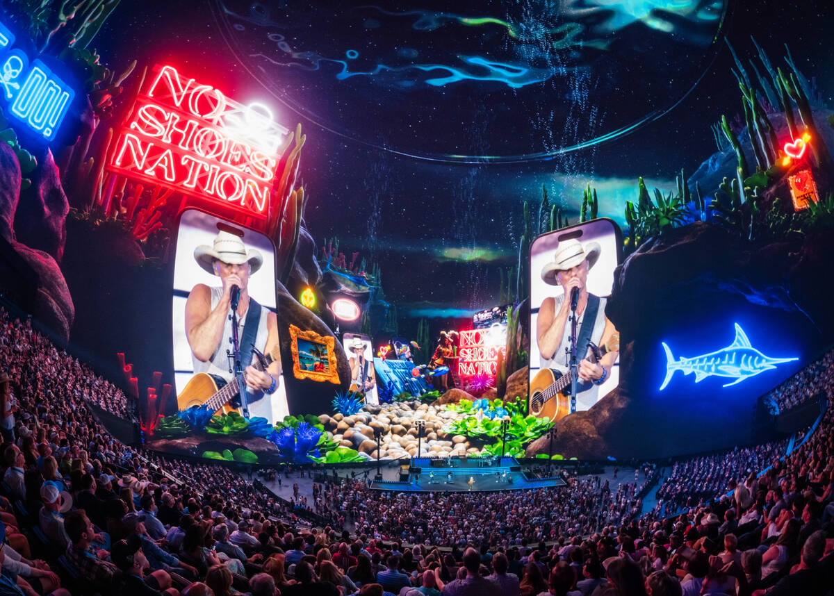 A shot of Kenny Chesney's residency production at Sphere on Sarturday, June 21, 2025. The count ...