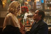 This image released by Sony Pictures Classics shows Margaret Qualley, left, and Ethan Hawke in ...