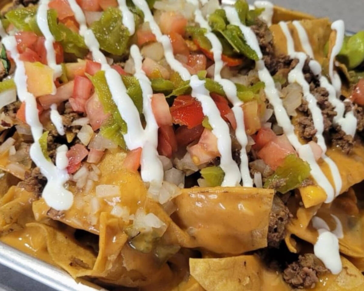 Nachos from from Chili Shack, a Mexican restaurant opening on Oct. 25, 2025, in downtown Las Ve ...