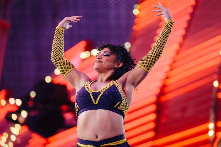 Lil J-Boogie pumps up the crowd in a WOW Wrestling match on Fremont Street Wednesday, Oct. 22, ...