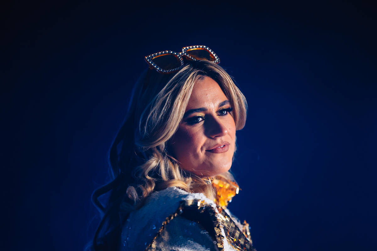 Goldie Collins poses for a portrait before WOW Wrestling matches begin on Fremont Street Wednes ...