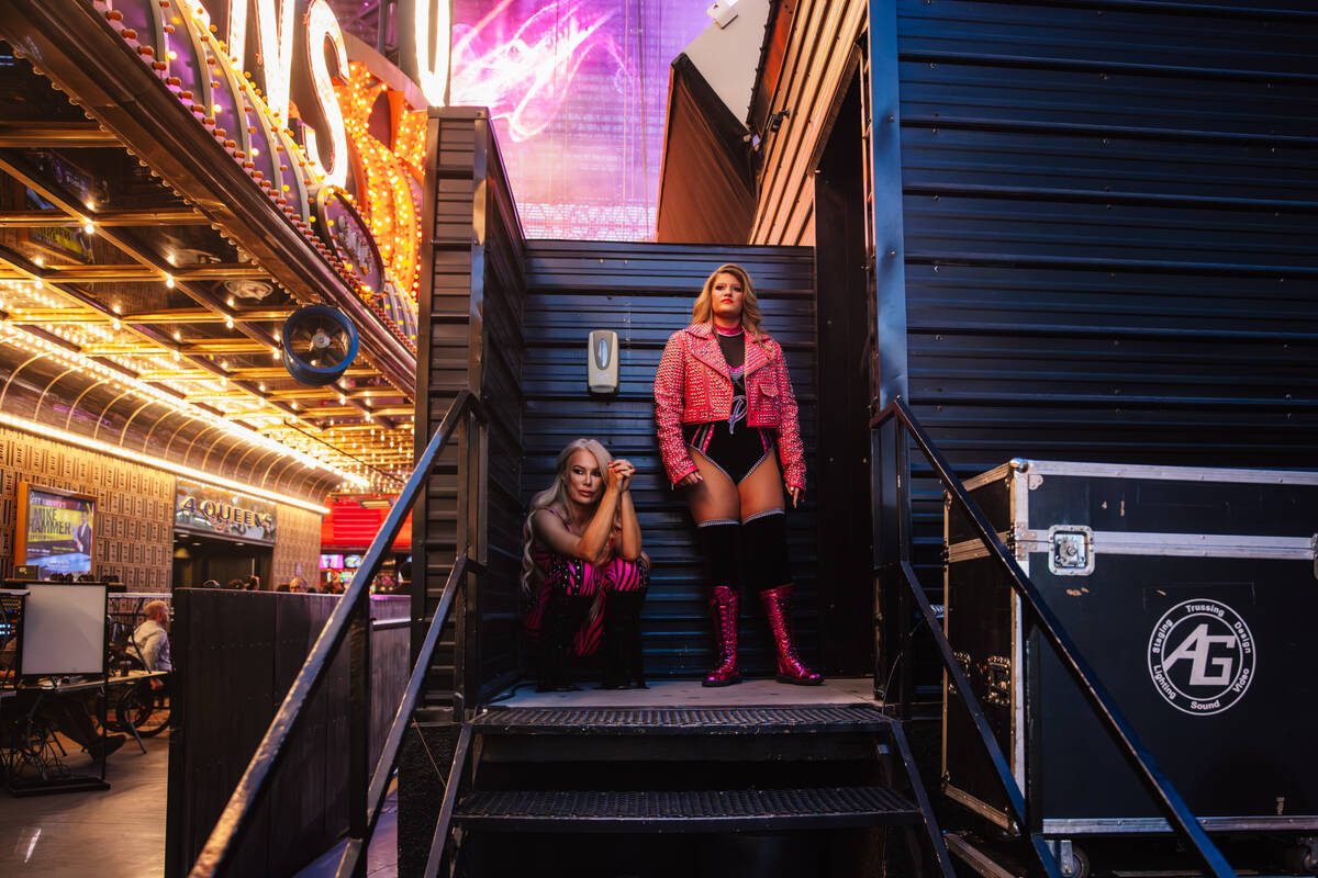 Lana Star, left, and Penelope Pink take a moment backstage before participating in a WOW Wrestl ...