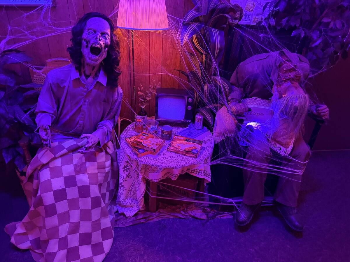 With red lighting and plenty of props, The Silver Stamp bar in downtown Las Vegas transforms ev ...