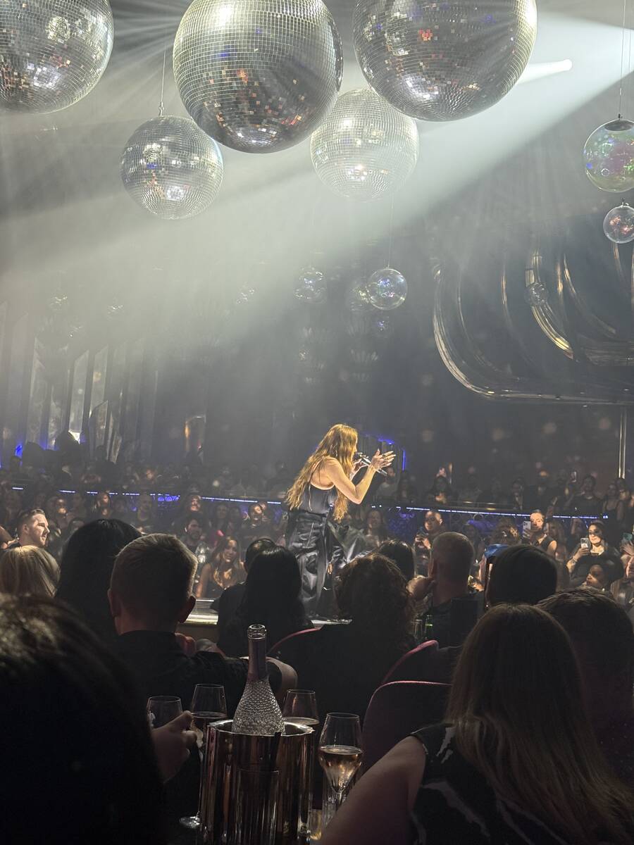 Ashlee Simpson performs at Voltaire at The Venetian on Saturday, Aug. 30, 2025. (John Katsilome ...