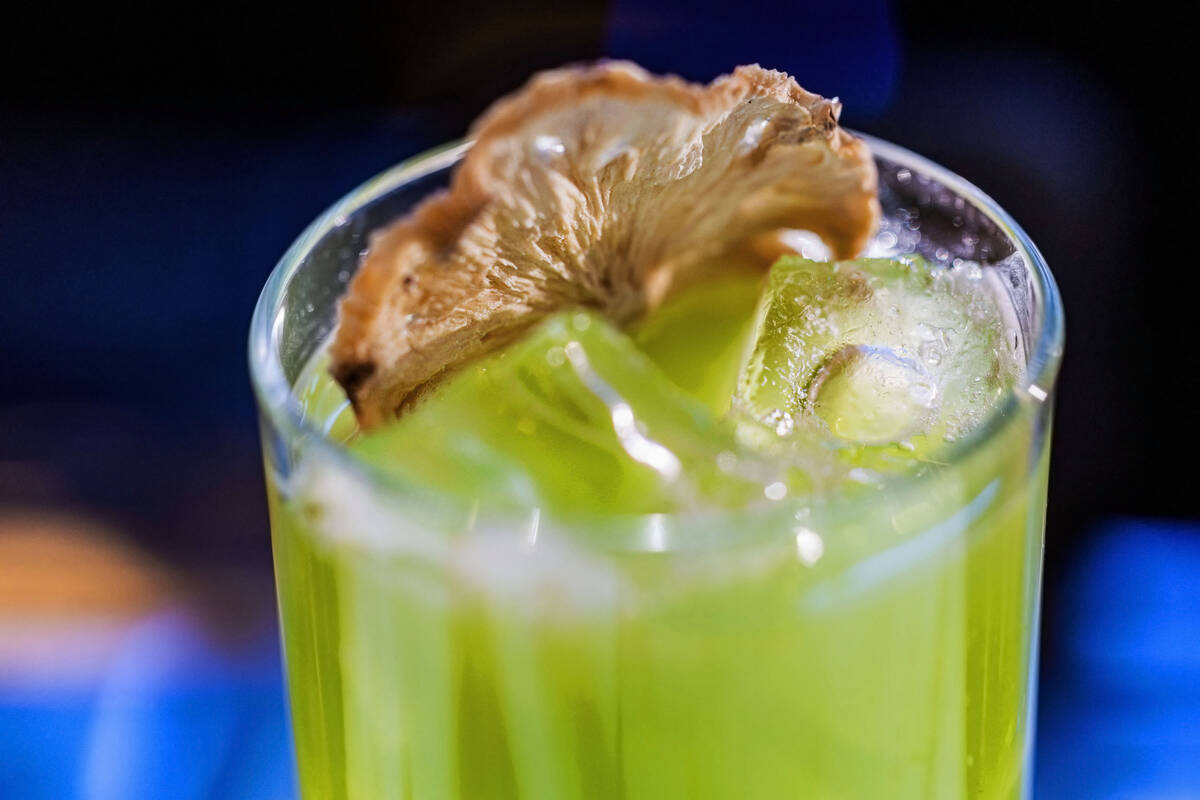 A matcha colada cocktail is photographed at Gastropub Nisei Wednesday, Oct. 29, 2025 in Las Veg ...