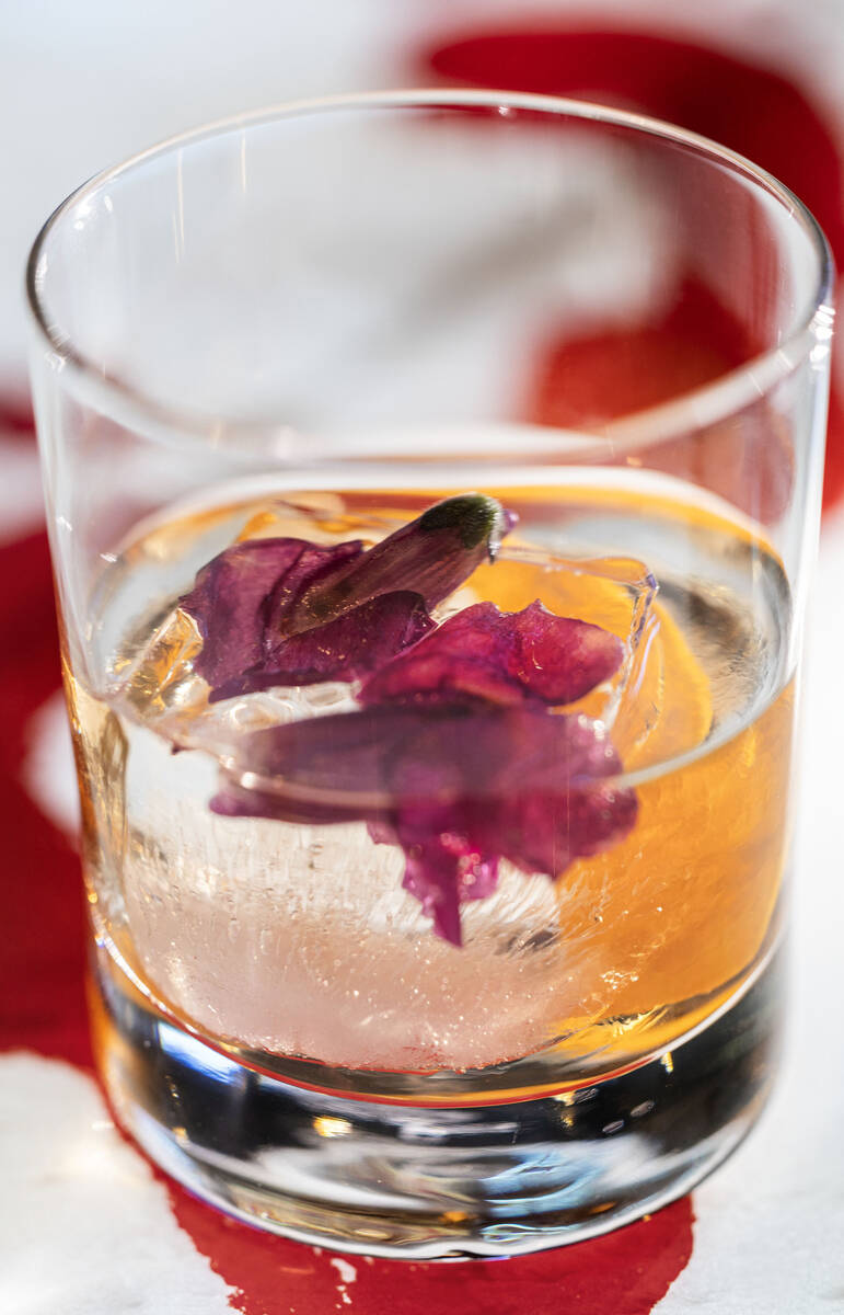 A light of the pear cocktail is photographed at Gastropub Nisei Wednesday, Oct. 29, 2025 in Las ...