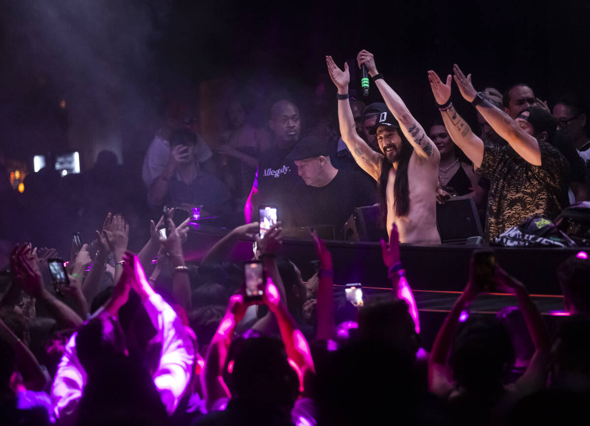 Steve Aoki performs at Marquee Nightclub at The Cosmopolitan on Tuesday, Oct. 14, 2025, in Las ...