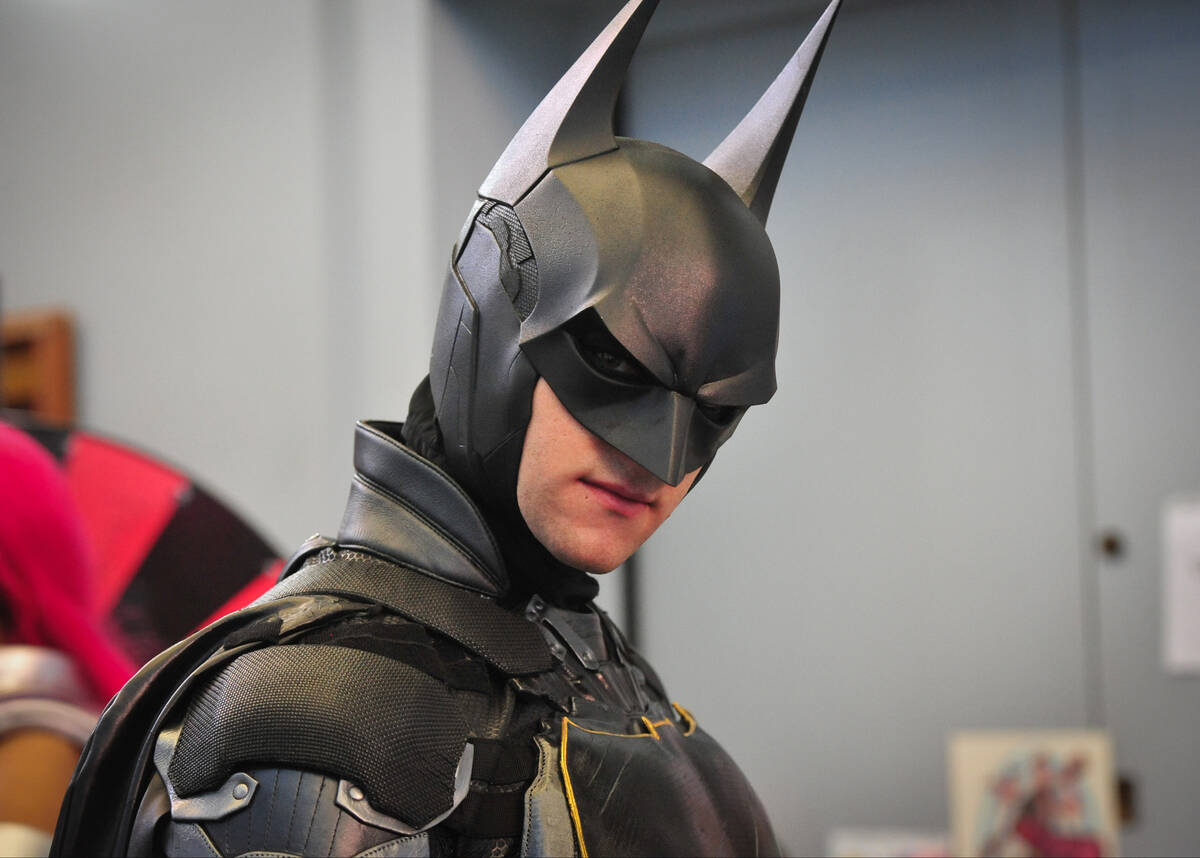 Tyler Moir, 28, cosplays as Batman at the 11th annual Vegas Valley Comic Book Festival at the C ...