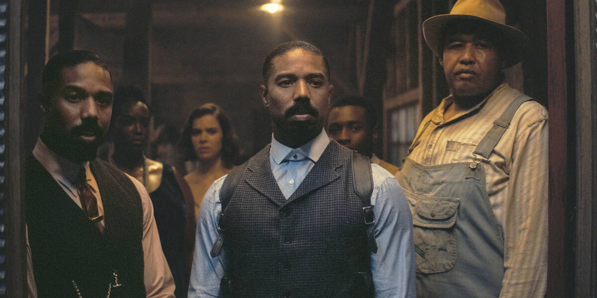 This image released by Warner Bros Pictures shows Michael B. Jordan, foreground from left, Mich ...