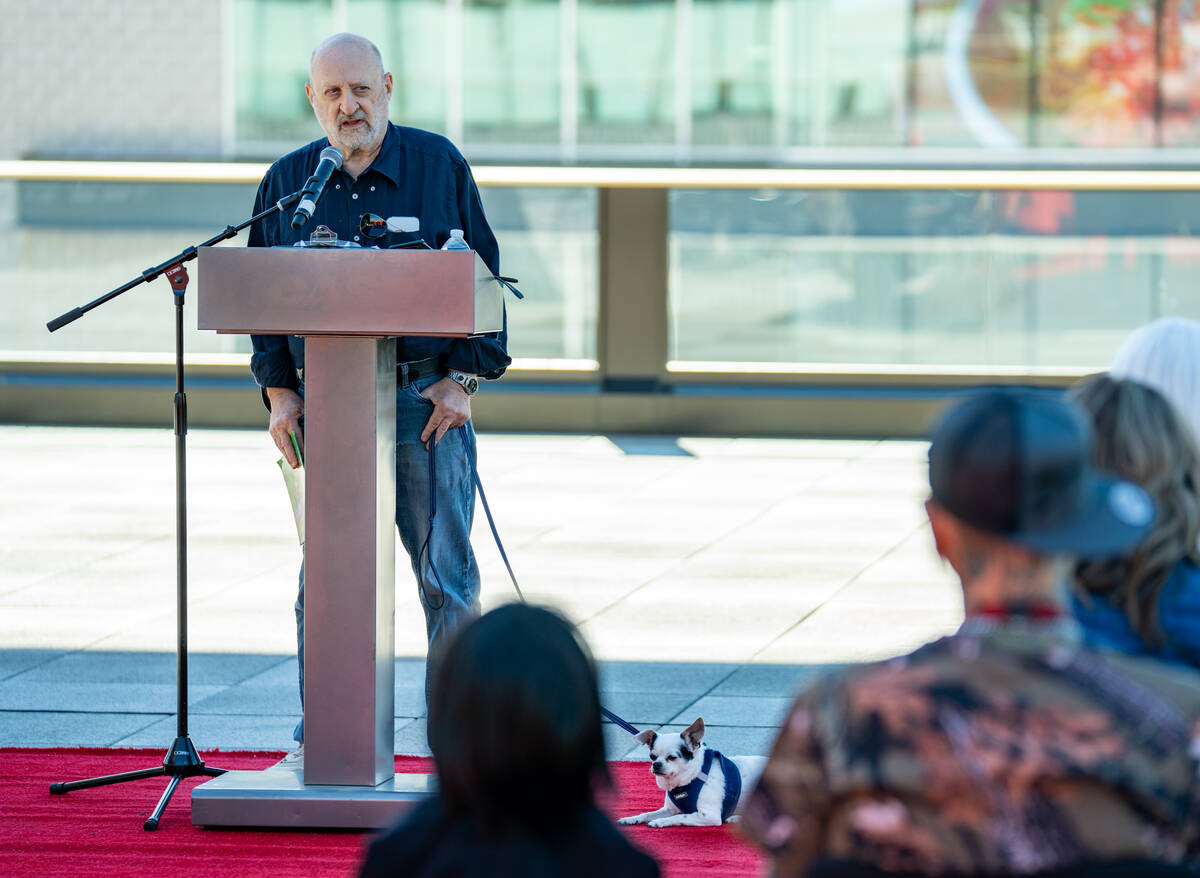 Ken Levin Head of PitchCraft in ScreamLabs speaks to guests during an event announcing HallowSc ...