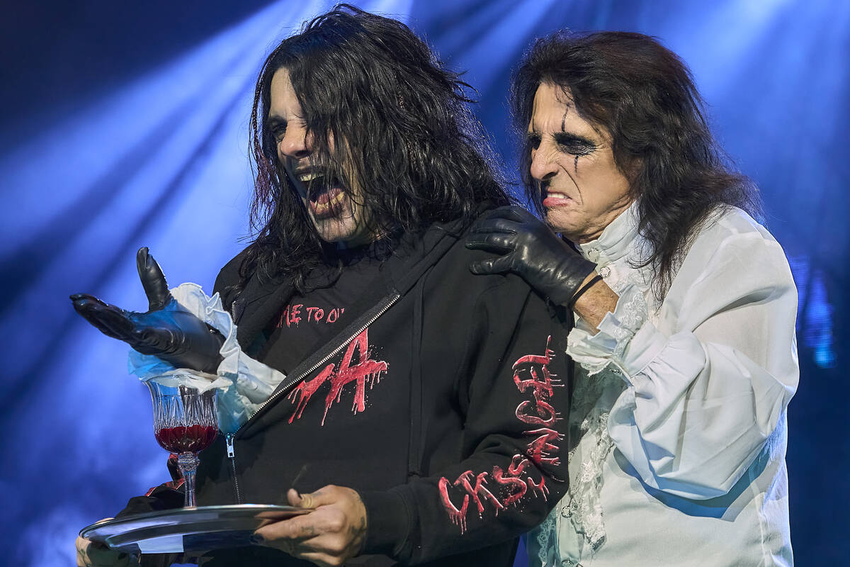 Alice Cooper and Criss Angel pose for promotional photos for their new show “Welcome To Our N ...