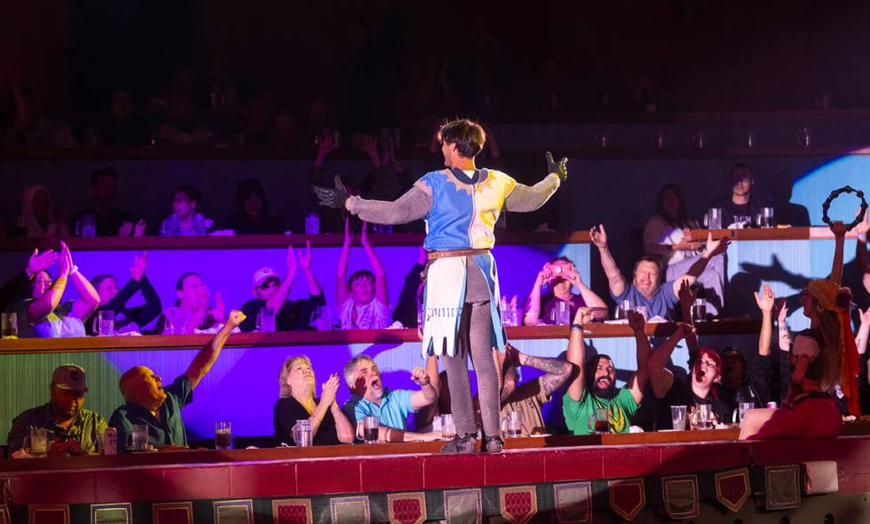 Fans cheer the French knight during a performance of “Tournament of Kings.” (Chase Stevens/ ...