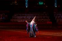 Classically trained actor Russ Marchand walks two miles per show portraying Merlin in “Tourna ...