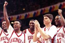 From left, Mosses Scurry, Anderson Hunt, David Butler, David Rice, Stacey Augmon, and Jerry Tar ...