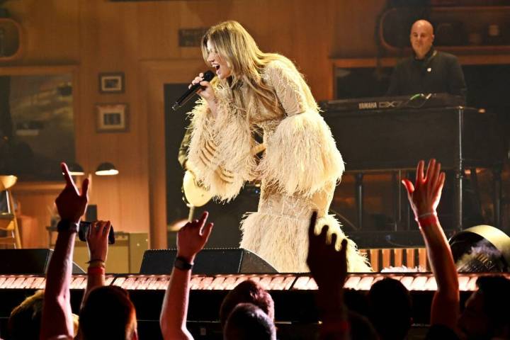 Kelly Clarkson is shown in her "Studio Sessions" residency at the Colosseum at Caesars Palace o ...