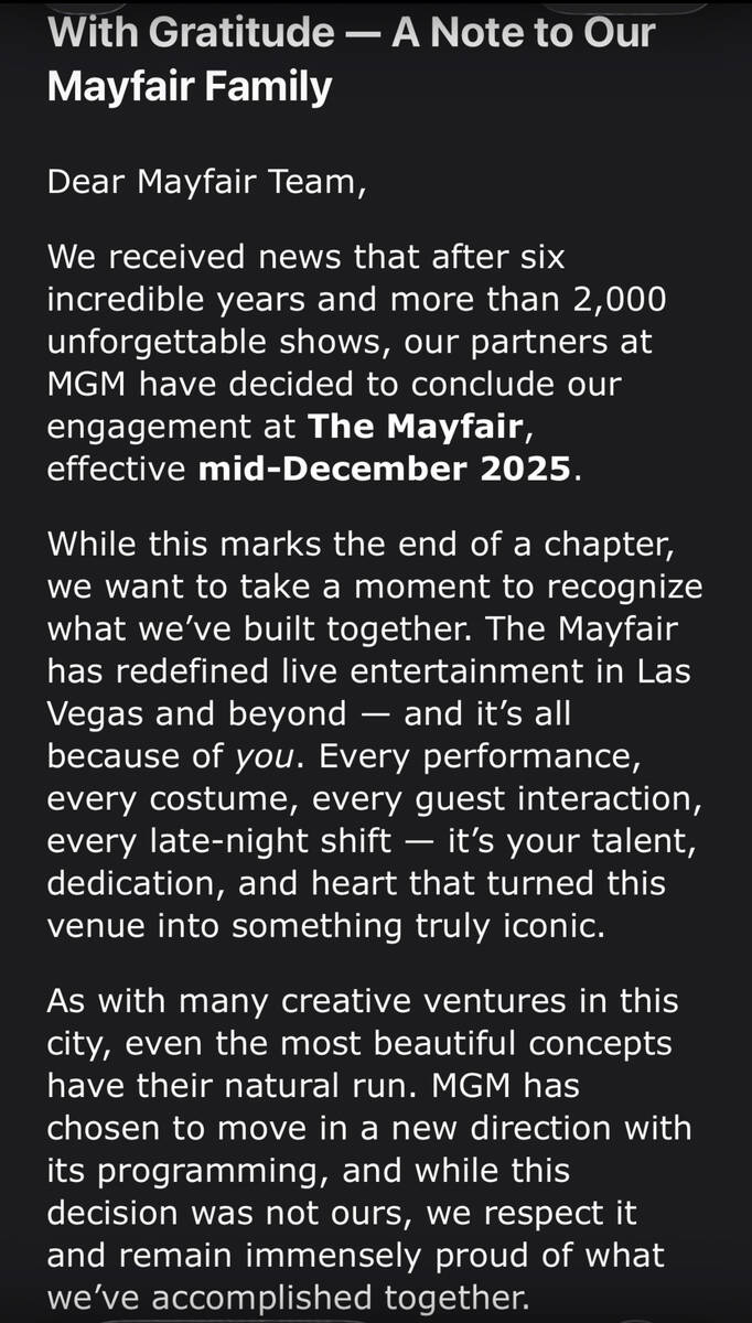 Mayfair Supper Club opened New Year’s Eve 2019. (screengrab)