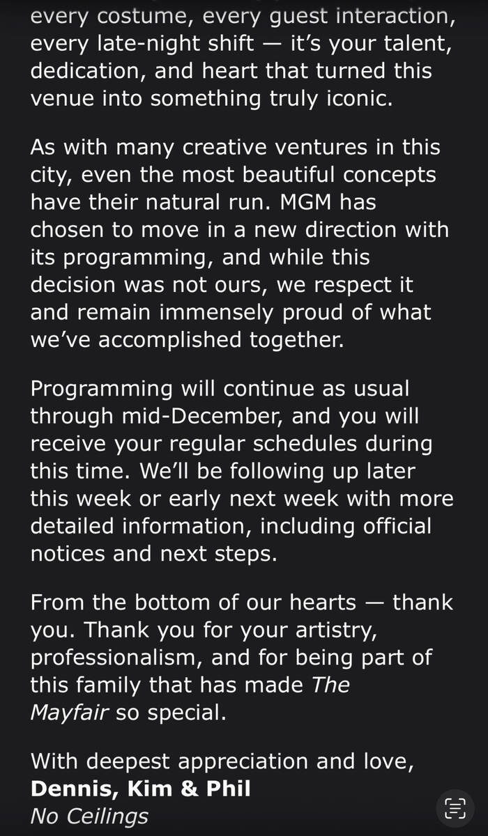 Mayfair Supper Club opened New Year’s Eve 2019. (screengrab)