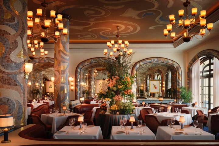 The dining room at Carbone Riviera, opening on Nov. 7, 2025, on the shores of the Bellagio lago ...