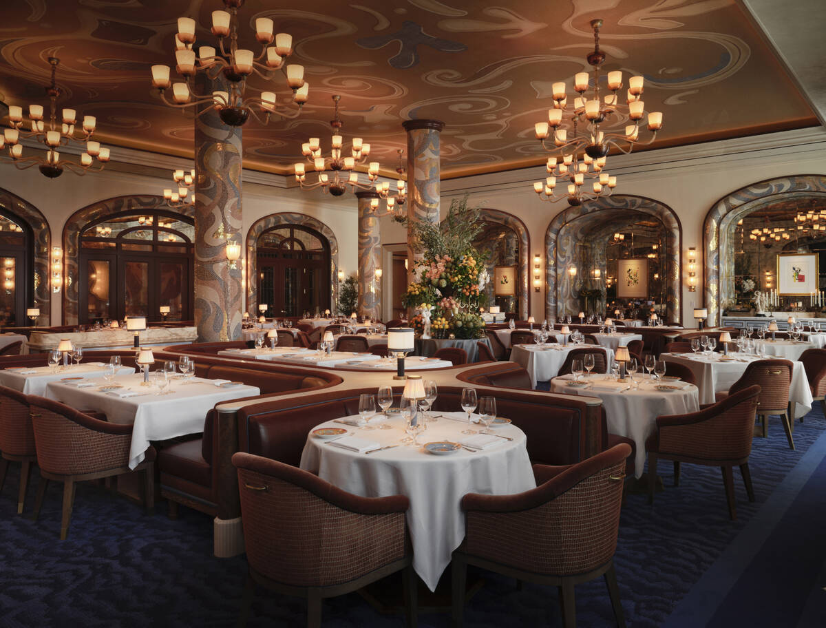The dining room at Carbone Riviera, opening on Nov. 7, 2025, on the shores of the Bellagio lago ...