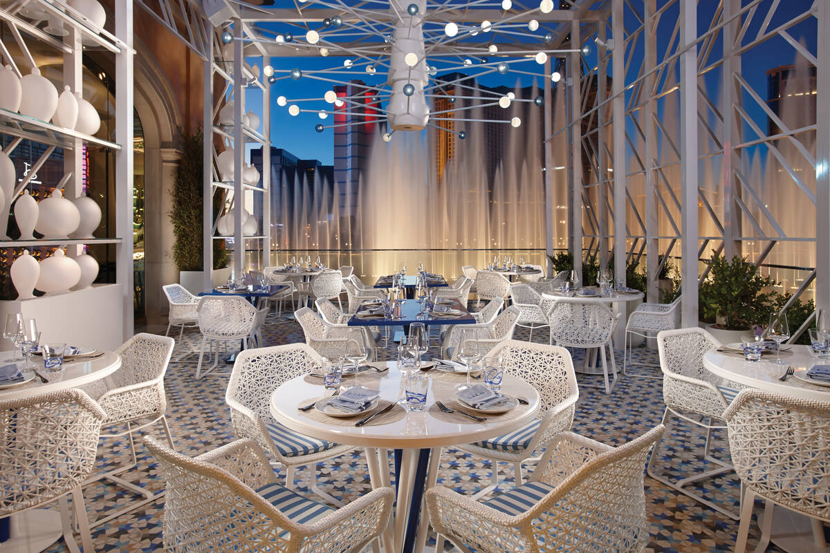 Patio seating overlooking the Bellagio lagoon at Lago restaurant on the Las Vegas Strip. (MGM R ...