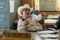 This image released by A24 shows Joaquin Phoenix in a scene from "Eddington." (A24 vi ...
