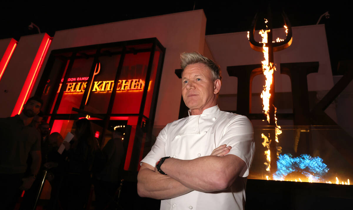 Chef Gordon Ramsay poses at his Hell’s Kitchen restaurant at Caesars Palace on the Strip in L ...