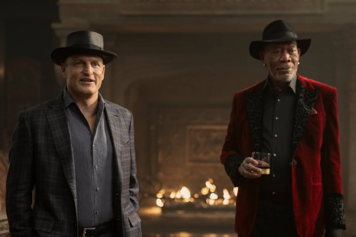 This image released by Lionsgate shows Woody Harrelson, left, and Morgan Freeman in a scene fro ...