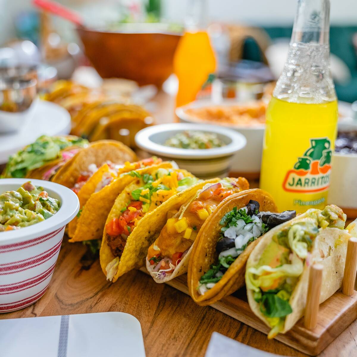 Tacos from Tacotarian, a vegan taqueria with five locations in the Las Vegas Valley and one in ...