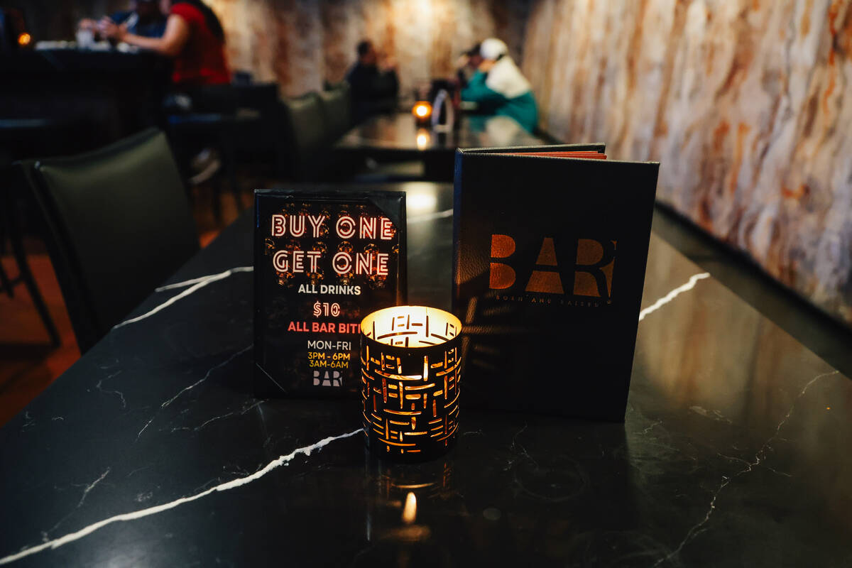 A table is set at Born and Raised Wednesday, Nov. 19, 2025, in Las Vegas. (Madeline Carter/Las ...