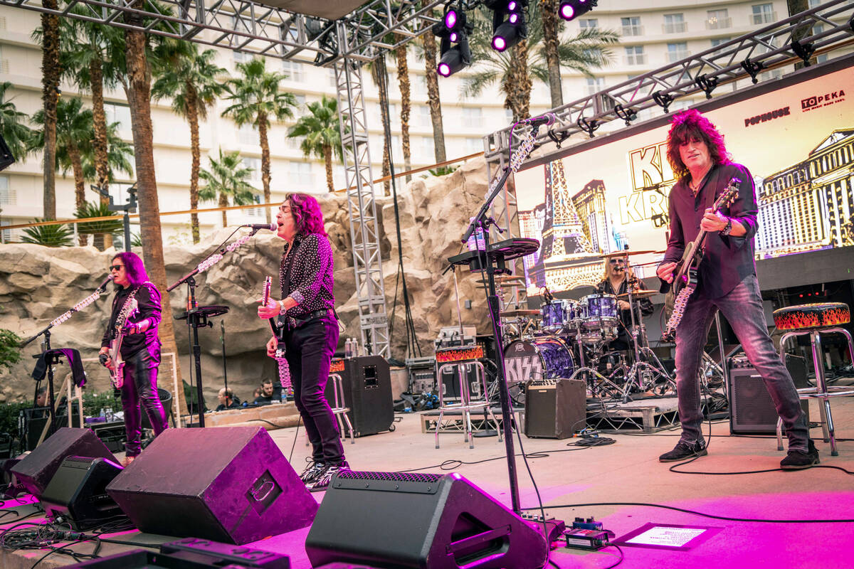 KISS takes the stage for an unmasked acoustic kick-off performance on Friday, Nov. 14, 2025 at ...