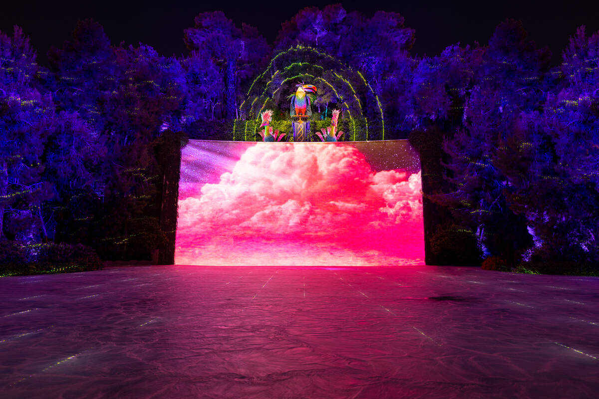 The "Fabulous Ladybirds" performance at the Wynn's Lake of Dreams show features three animatron ...