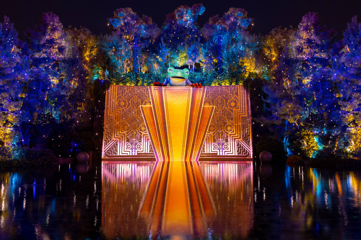 "Wynnie" the animatronic frog performance at the Wynn's Lake of Dreams show. The show runs ever ...