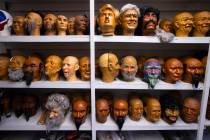 A variety of face molds are seen during a tour of Characters Unlimited, which produces life-siz ...