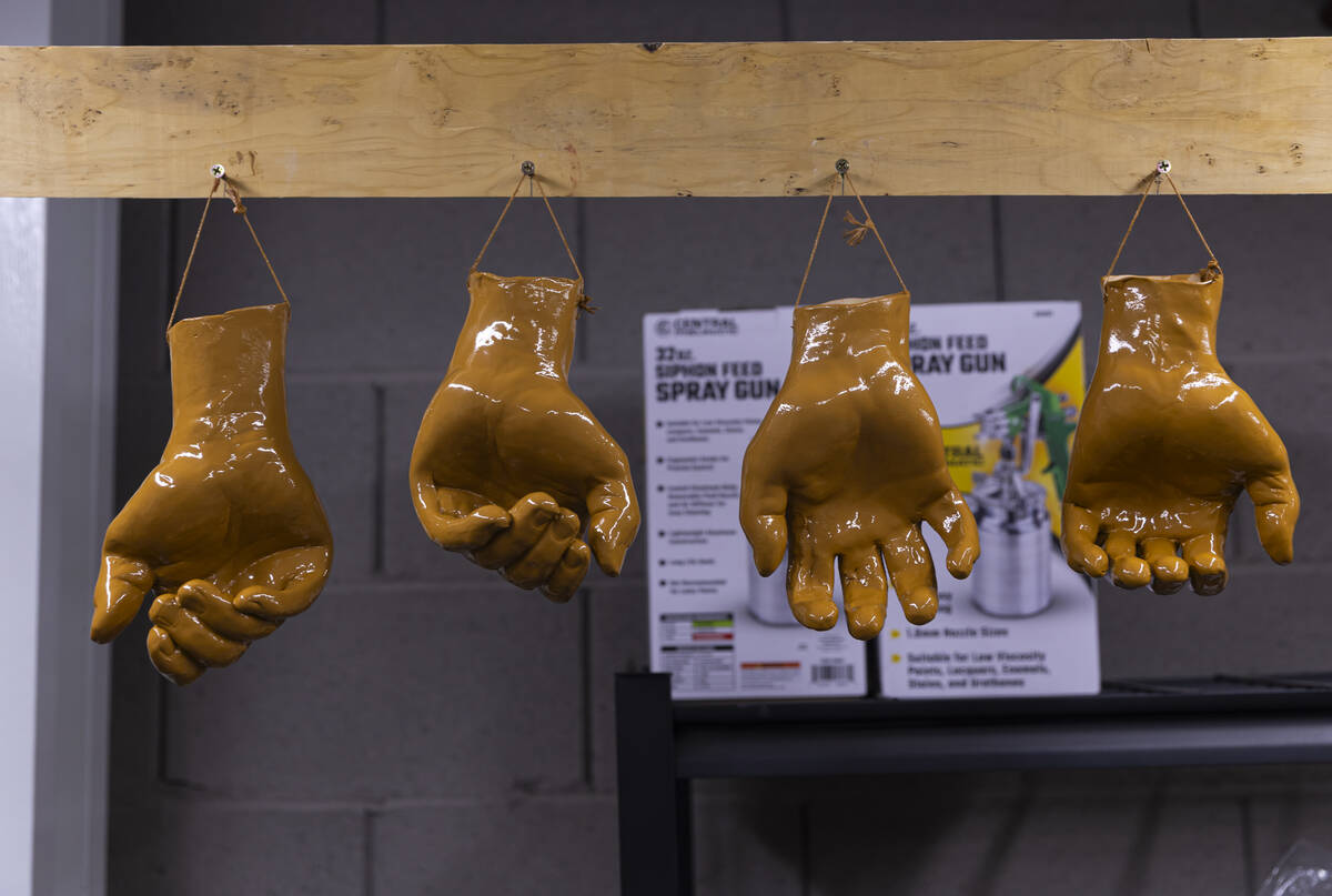 Hand molds are seen during a tour of Characters Unlimited, which produces life-size animatronic ...