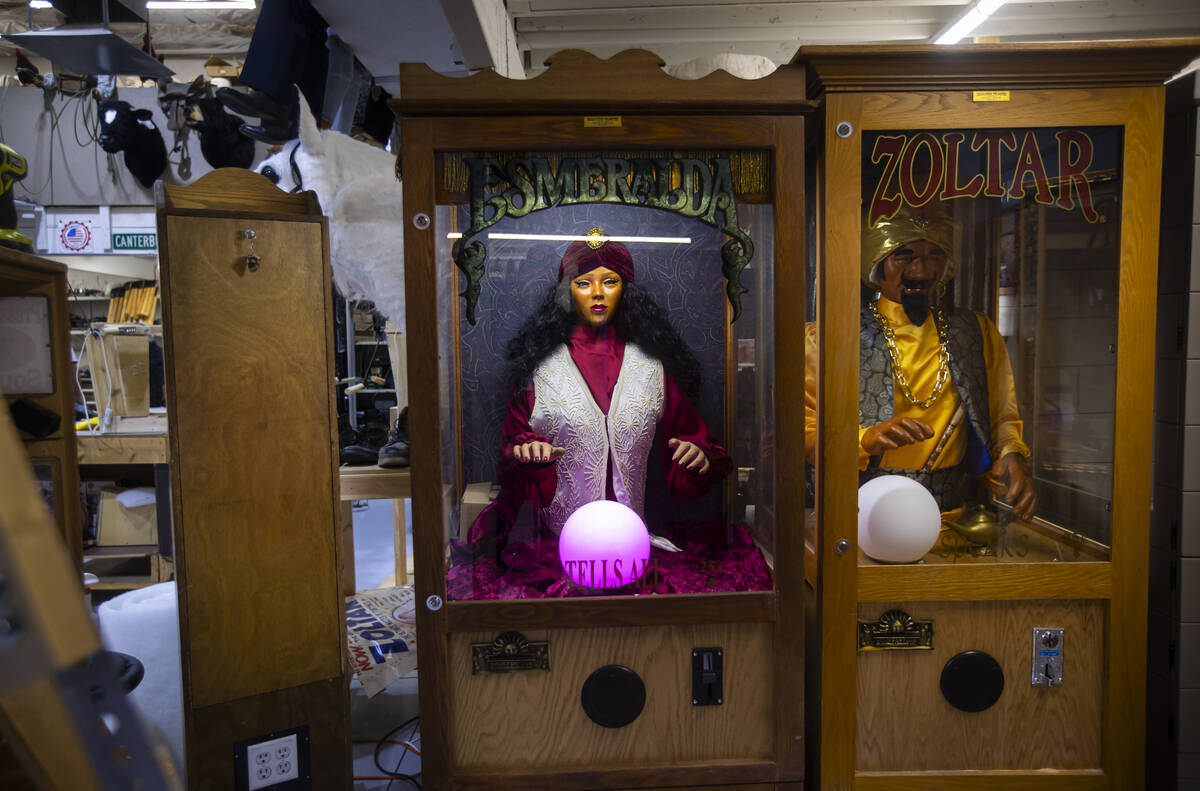 Esmerelda and Zoltar fortune telling machines are seen during a tour of Characters Unlimited, w ...