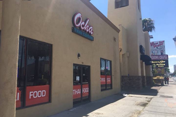 Ocha Thai Cuisine's storefront facing Las Vegas Boulevard South in downtown Las Vegas is seen i ...