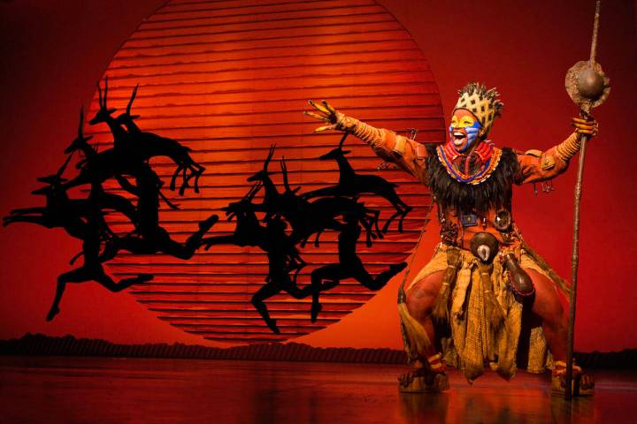 Mukelisiwe Goba performs as Rafiki in a production of The Lion King. (Matthew Murphy)